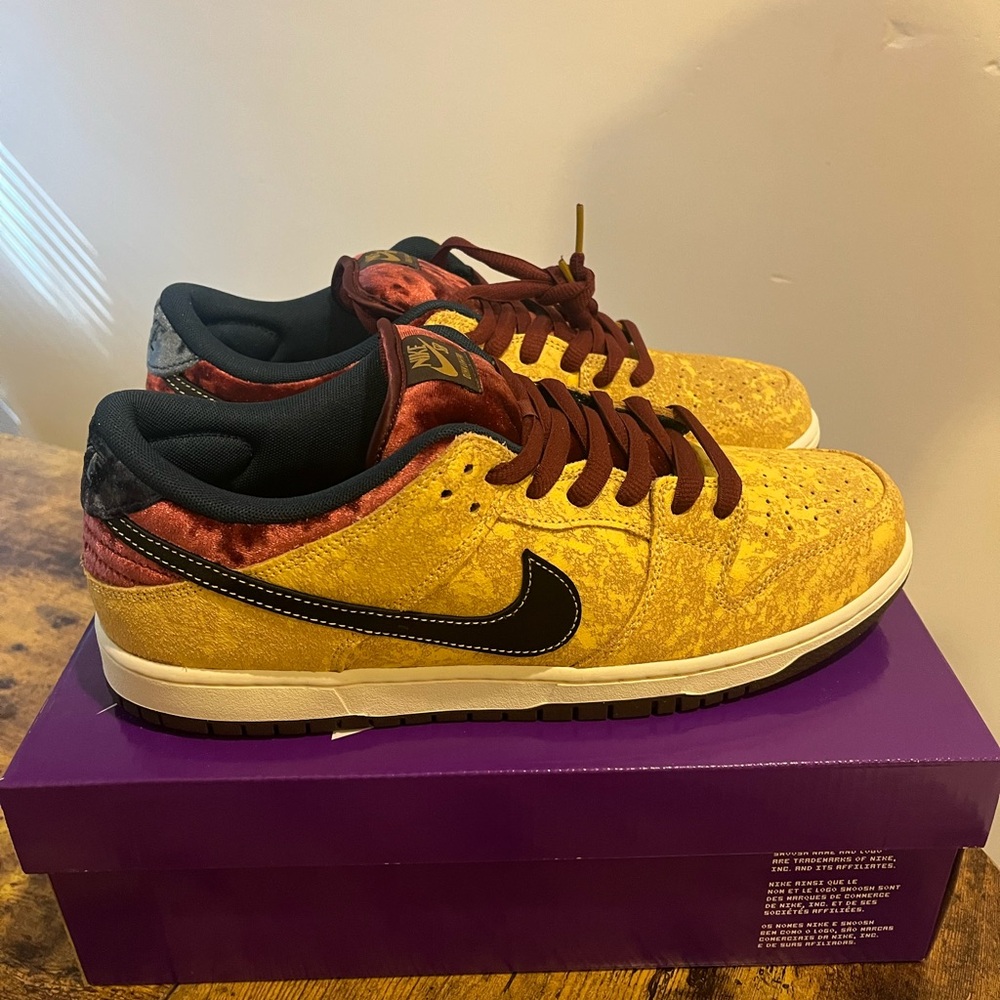 Nike Dunk Low Premium Yellow and Red Sneakers - Picture 5 of 5